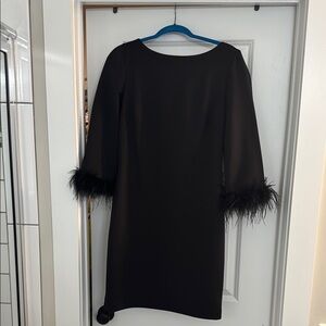 Elegant Black Feather-Trim Dress